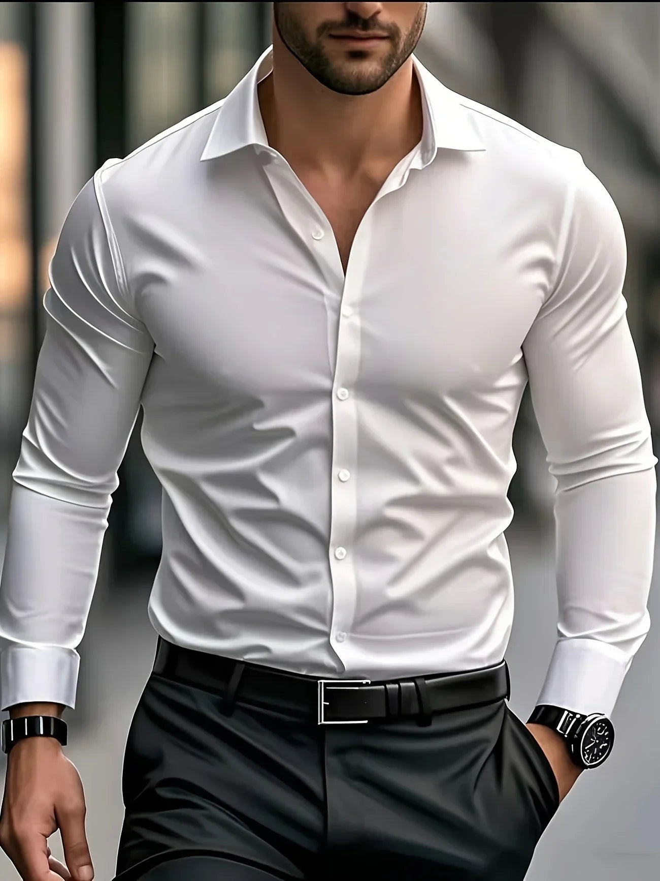 Alva™ | Elegant langærmet skjorte med knapper