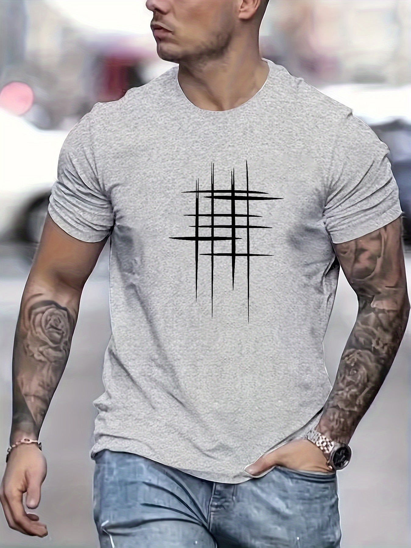 Alva™ | Elegant T-shirt med rund hals og grafisk tryk