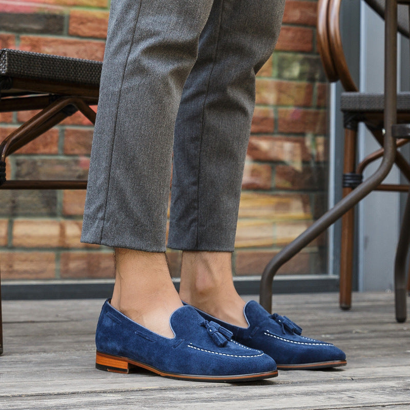 Suède Loafers Heren Navy Blue Klassieke Instappers all